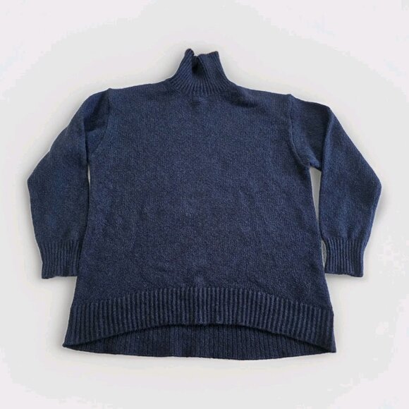 Uniqlo:C Sweater Women S Heathered Navy LS Cotton Wool Witchy Whimsigoth Slouchy - Picture 12 of 16